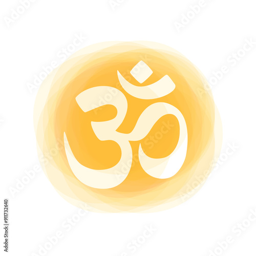 Om or Aum Indian sacred sound. The symbol of the divine triad of Brahma, Vishnu and Shiva. The sign of the ancient mantra. Om symbol sign on white background.
