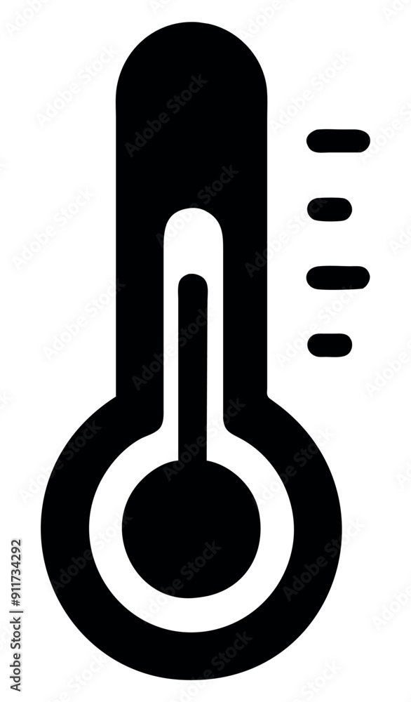 Black thermometer with minimalistic design isolated icon. Vector illustration Black thermometer with minimalistic design isolated icon. Vector illustration