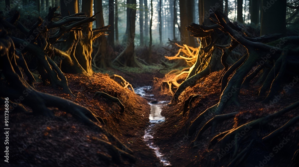 a stream in a forest. a stream in a forest.
