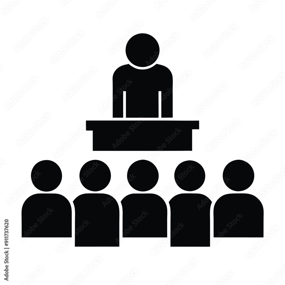 a Speaker before the audience vector art illustration 