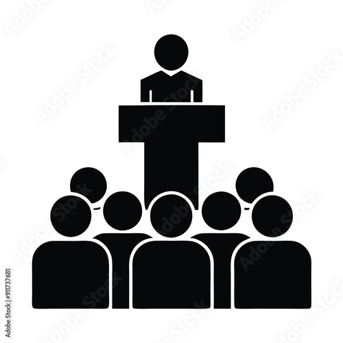 a Speaker before the audience vector art illustration 