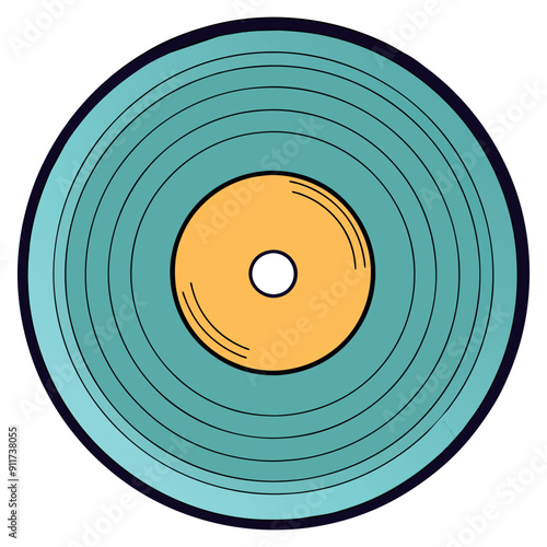 Colorful cartoon vinyl record isolated icon. Vector illustration