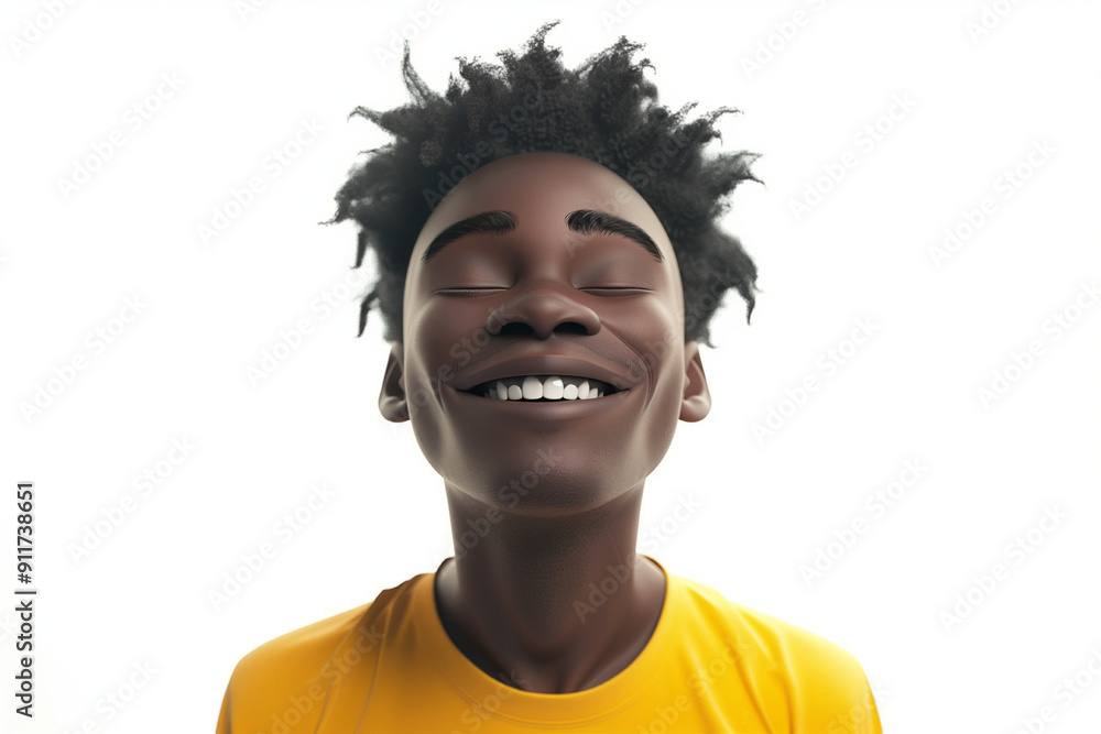 Smiling 3D Cartoon Character - African Boy Smiling 3D Cartoon Character - African Boy