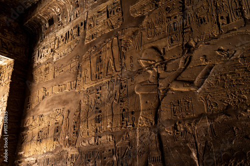 Ancient Egyptian wall carvings at Karnak Temple