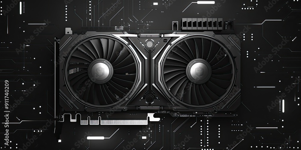 Fototapeta premium Black graphics card with two fans.