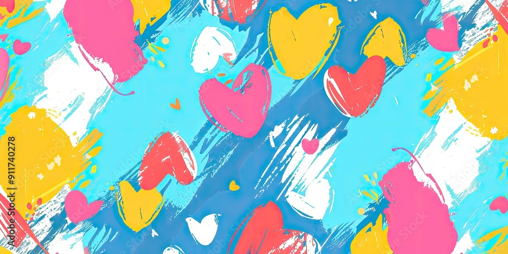 Abstract paint splatters with hearts. Abstract paint splatters with hearts.