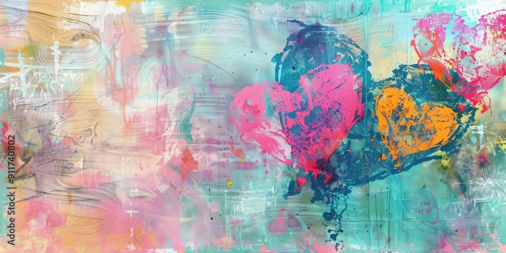 Obraz premium Abstract colorful painting with textured brushstrokes.