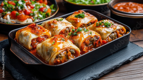 Traditional Polish food Go苅쐀bki (cabbage rolls) filled with minced meat, rice, and vegetables, wrapped in cabbage leaves, and topped with tomato sauce. photo