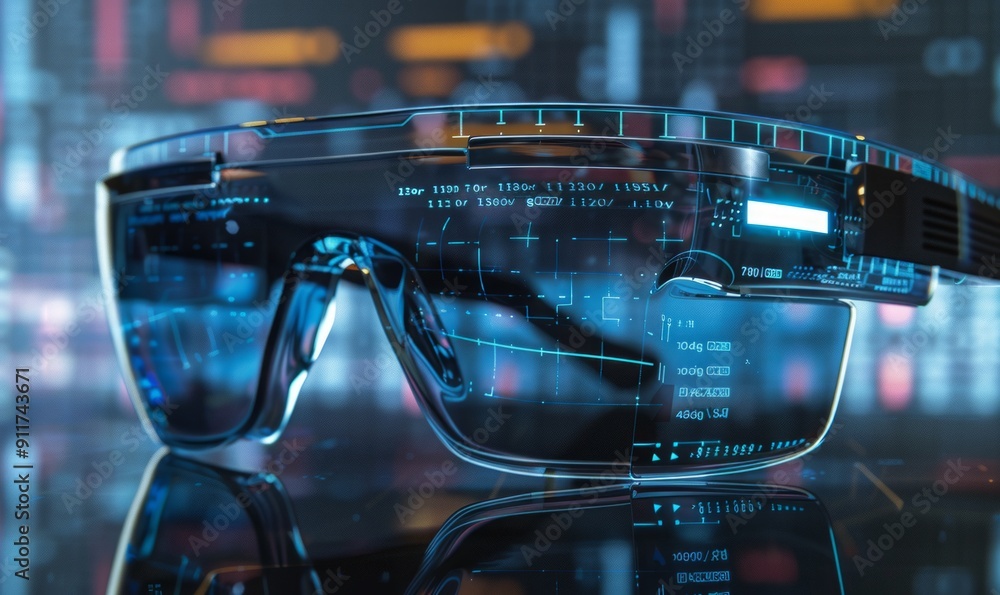 Futuristic smart glasses with heads-up display Futuristic smart glasses with heads-up display