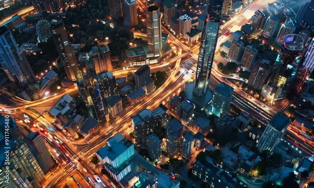 Top view of the night metropolis Top view of the night metropolis