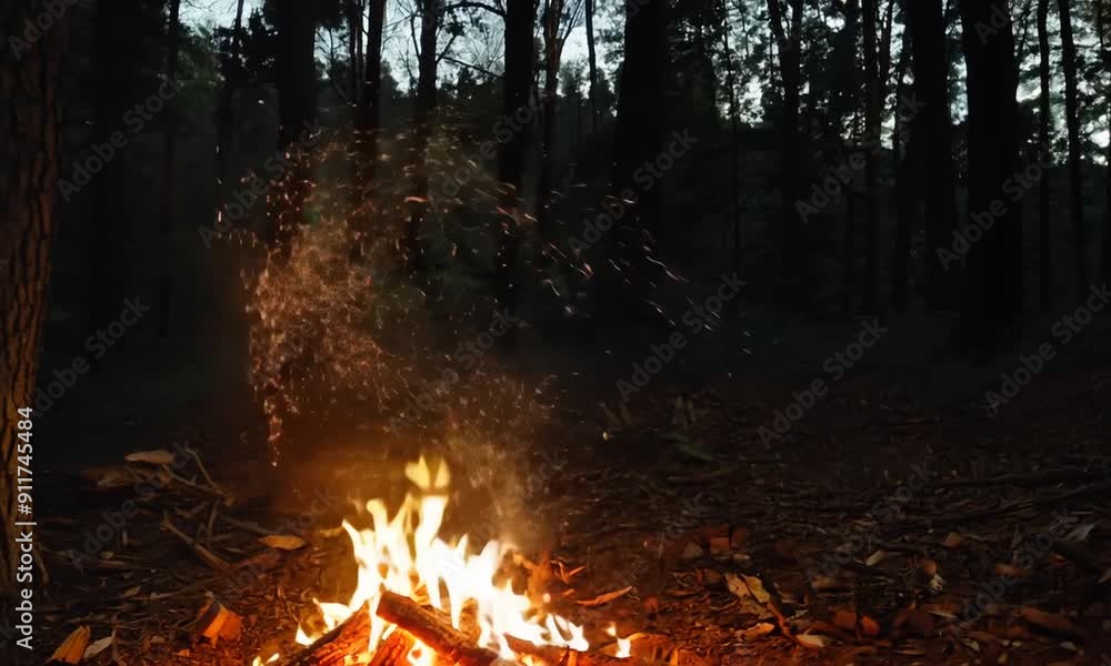A burning bonfire in the forest A burning bonfire in the forest
