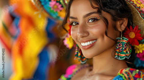 Wallpaper Mural  Spanish woman in traditional Hispanic costumes in Heritage carnival.  Hispanic Heritage month. Torontodigital.ca