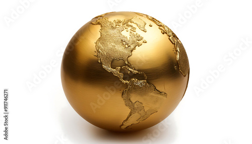Fototapeta Naklejka Na Ścianę i Meble -   The planet earth gold made of pure gold isolated on a white background – A depiction of_1(180)