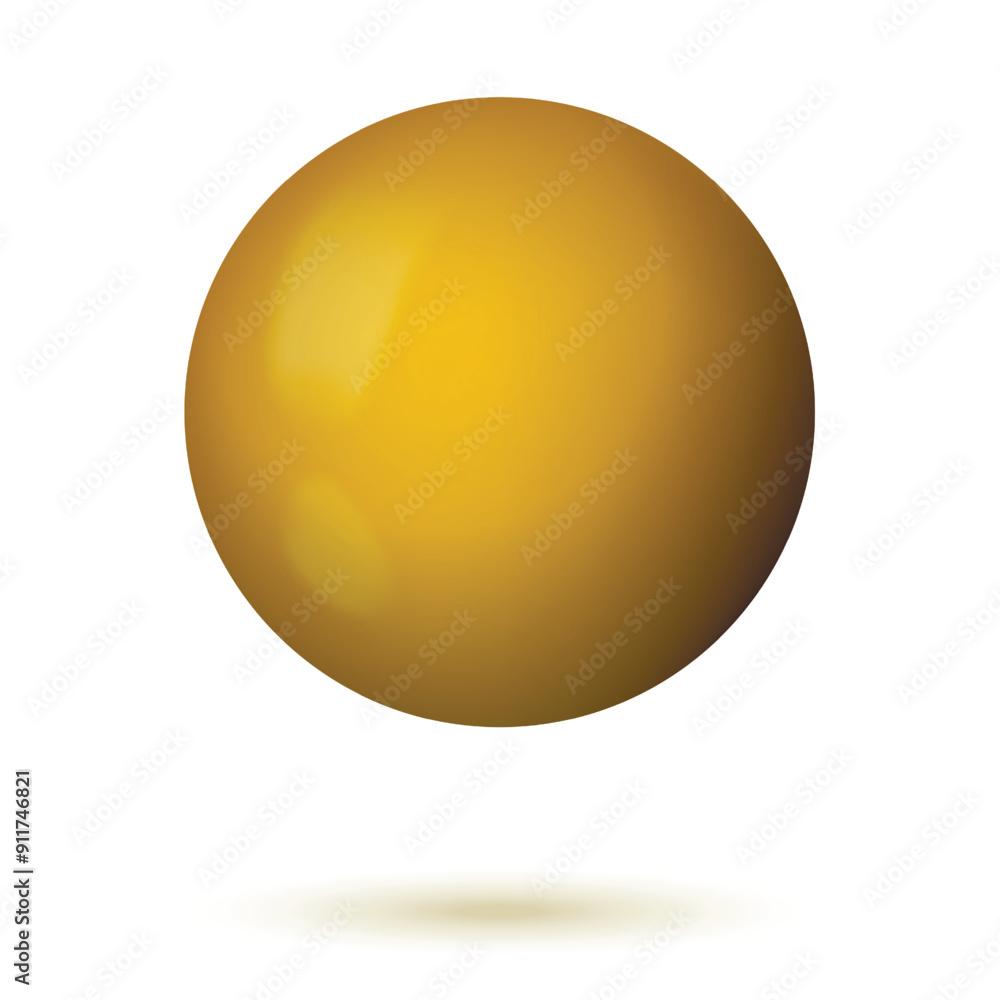 Glass orange ball or precious pearl. Glossy realistic ball, 3D sphere. Abstract vector illustration highlighted on a white background. Big metal bubble with shadow Glass orange ball or precious pearl. Glossy realistic ball, 3D sphere. Abstract vector illustration highlighted on a white background. Big metal bubble with shadow