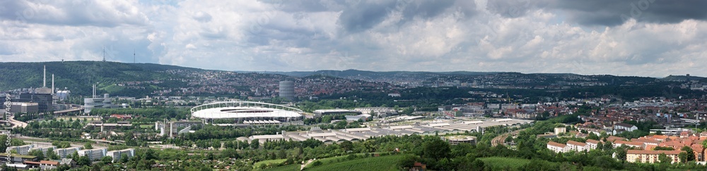 Stuttgart panorama with industrial area in summer taken from above Stuttgart panorama with industrial area in summer taken from above
