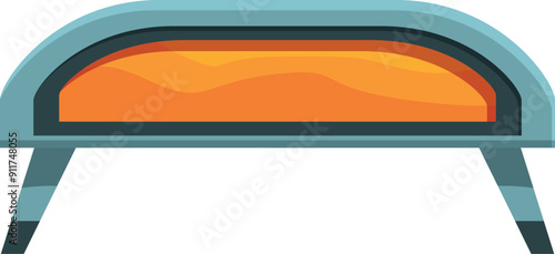 Traditional wood fired pizza oven burning with fire inside is ready for cooking delicious pizza