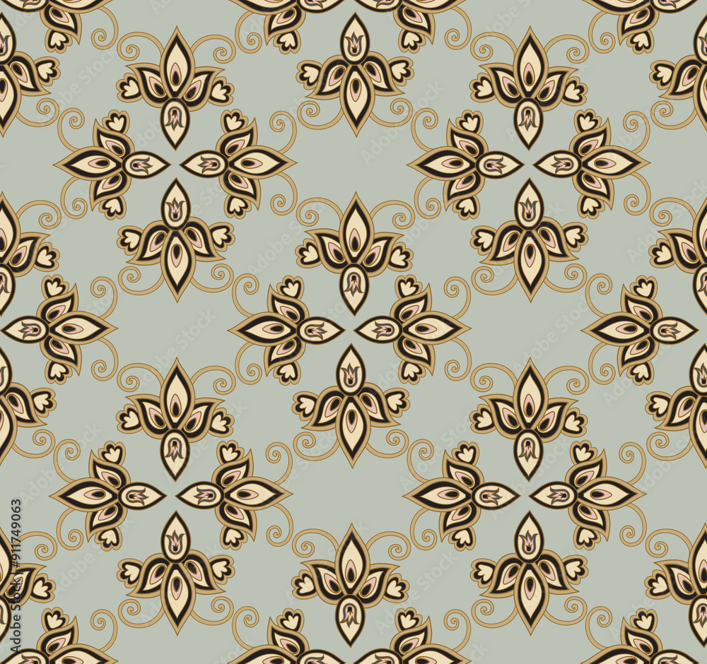Arabesque floral seamless pattern. Flourish ornamental texture in classical interior decor style. Arabesque floral seamless pattern. Flourish ornamental texture in classical interior decor style.