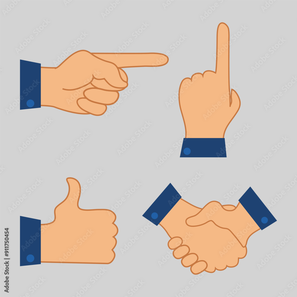 Set of human hands in different gestures. hands in various Set of human hands in different gestures. hands in various
