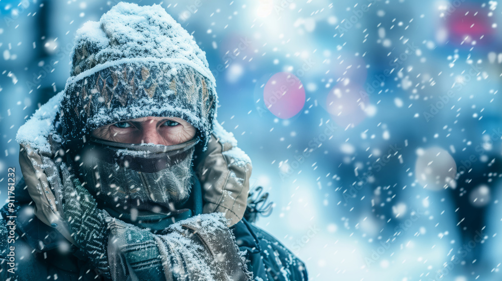 Surviving the Harsh Winter Storm: A Man Battling Against Snow and Cold Surviving the Harsh Winter Storm: A Man Battling Against Snow and Cold
