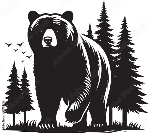 Bear black silhouette vector illustration