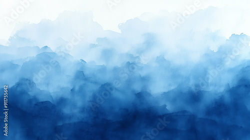 Blue and white watercolor of cloudy sky as background on textured paper. The painting evokes a sense of calm