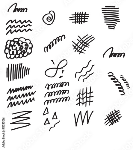 set of hand drawn sketch of prints