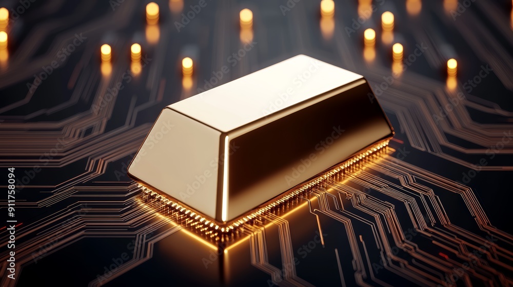 Holographic gold market trends, neon circuit patterns, modern finance, selective focus on foreground, copy space for text, ultra HD, Holographic gold market trends, neon circuit patterns, modern finance, selective focus on foreground, copy space for text, ultra HD,