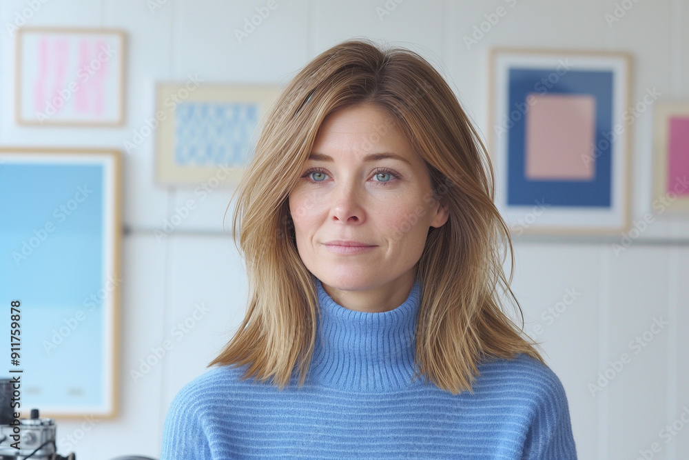A portrait of an attractive woman in her 40s to 50s, exuding calmness and happiness while looking directly at the camera A portrait of an attractive woman in her 40s to 50s, exuding calmness and happiness while looking directly at the camera