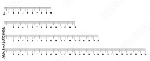 Rulersmetric rulers. Measuring tool. Centimeters measuring scale cm metrics indicator. Scale for a ruler  centimeters. Measuring scales editable stroke