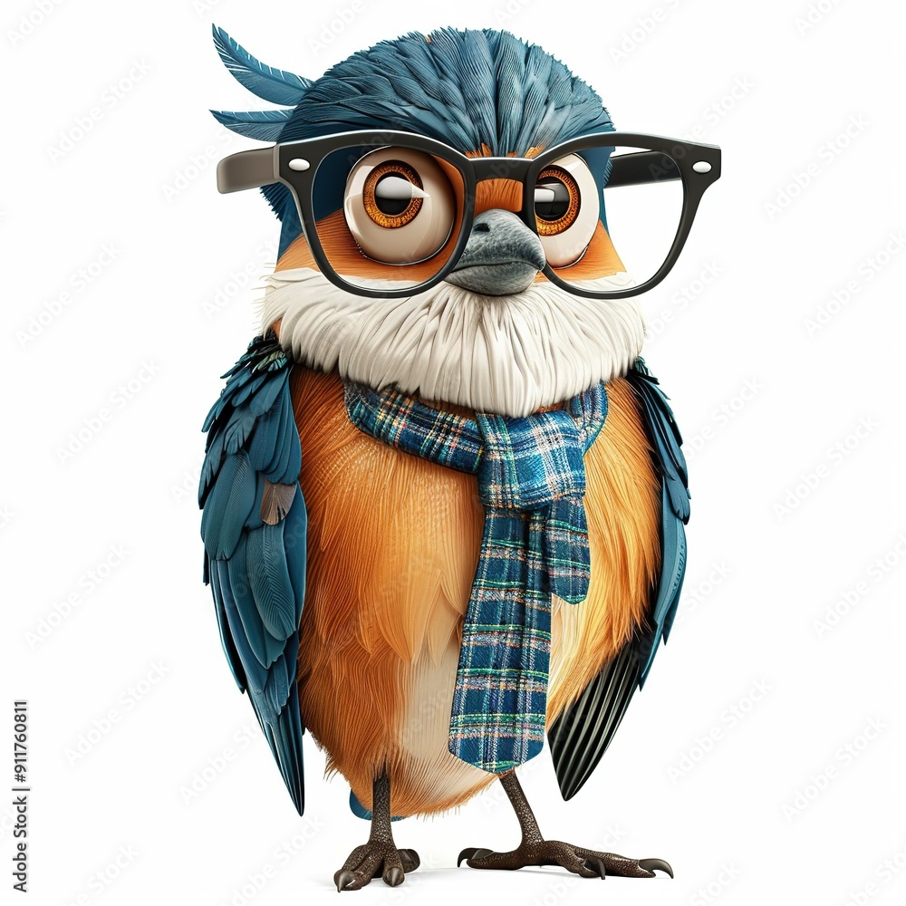Obraz premium Kingfisher Smart Casual animal fashion cartoon isolated whitebackground 16:9