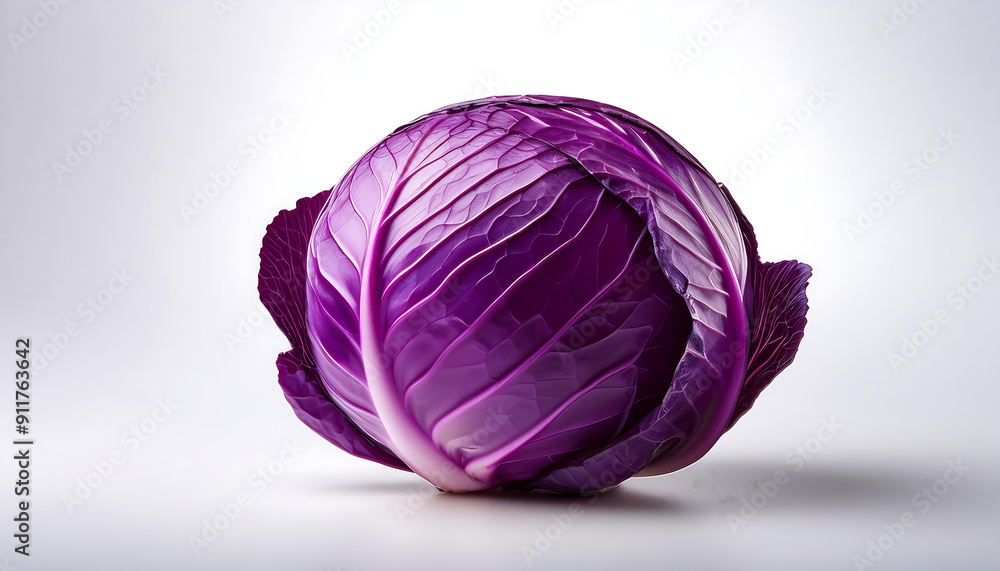 A single purple cabbage on a white background A single purple cabbage on a white background