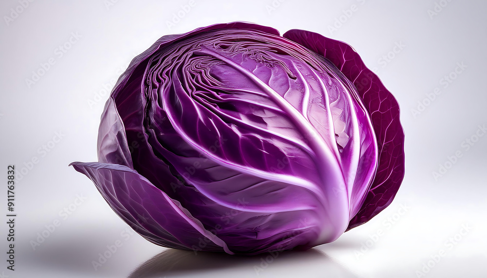 A single purple cabbage on a white background A single purple cabbage on a white background
