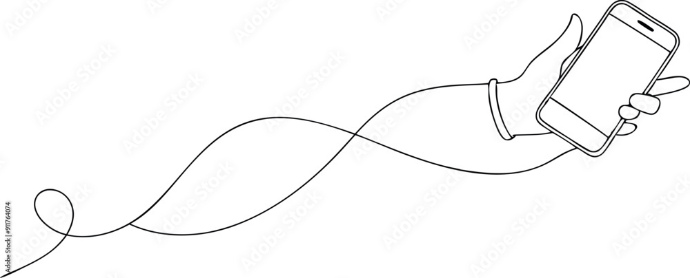 Minimalist Line Art Hand Holding Smartphone Minimalist Line Art Hand Holding Smartphone