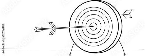 Arrow Hitting Bullseye on Target in Minimalist Drawing
