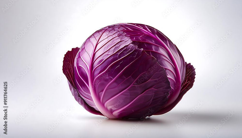 A single red cabbage on a white background A single red cabbage on a white background