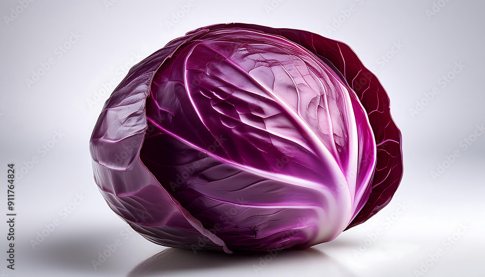 A single red cabbage on a white background A single red cabbage on a white background