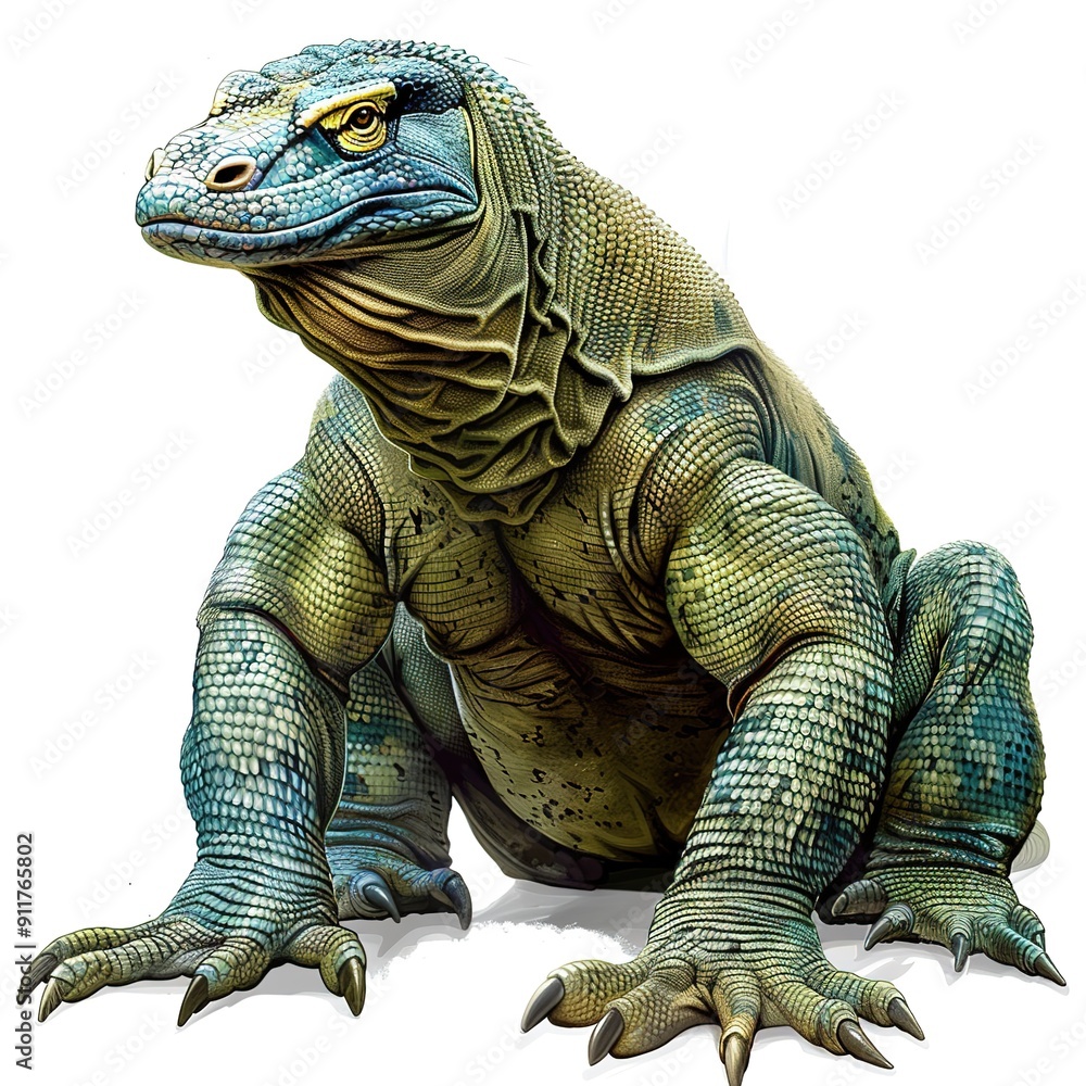 Obraz premium Komodo Dragon Y2K Fashion animal fashion cartoon isolated whitebackground 16:9