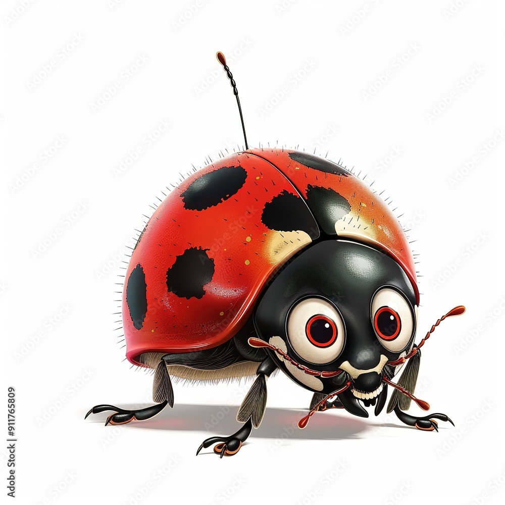 Fototapeta premium Ladybug 90s Revival animal fashion cartoon isolated whitebackground 16:9