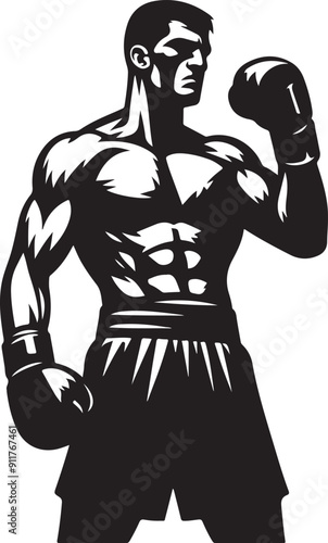 Boxer black silhouette vector illustration