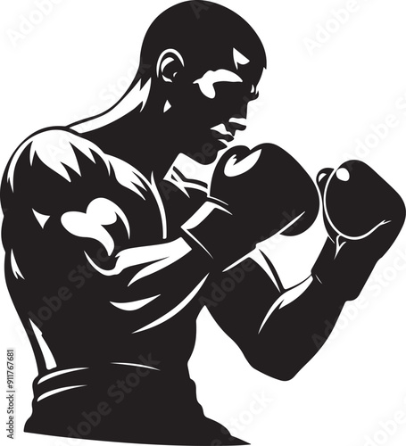 Boxer black silhouette vector illustration