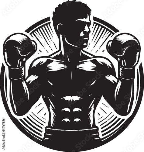 Boxer black silhouette vector illustration