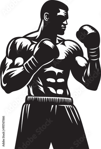 Boxer black silhouette vector illustration