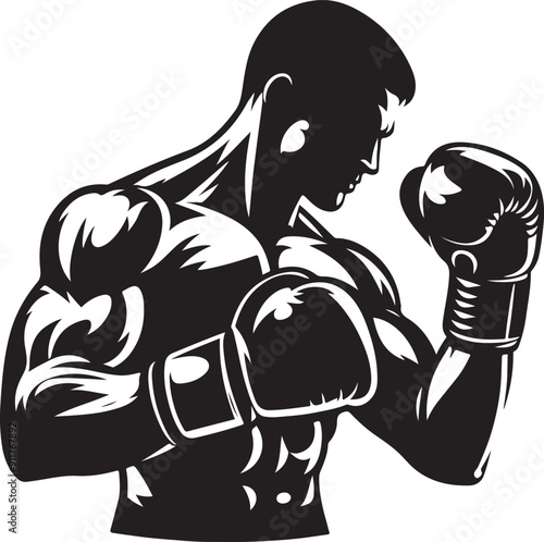 Boxer black silhouette vector illustration