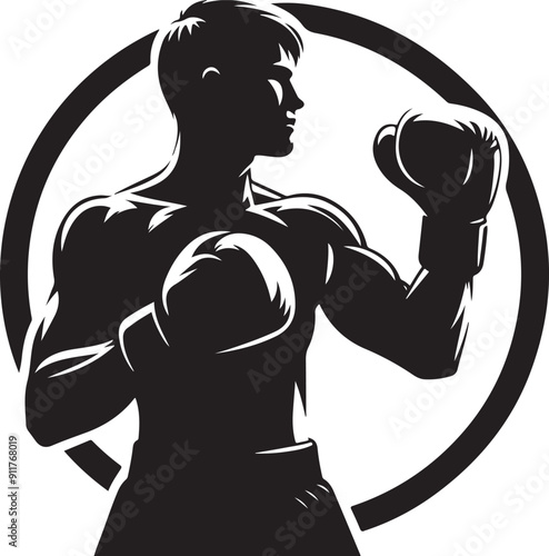 Boxer black silhouette vector illustration