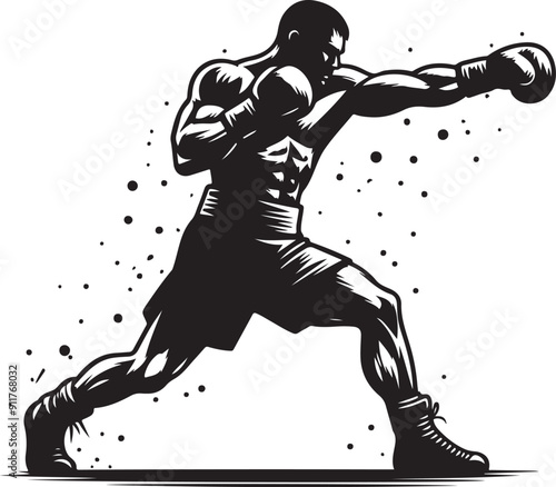 Boxer black silhouette vector illustration