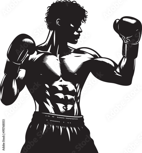 Boxer black silhouette vector illustration