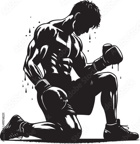 Boxer black silhouette vector illustration