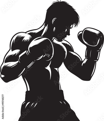 Boxer black silhouette vector illustration