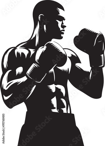 Boxer black silhouette vector illustration