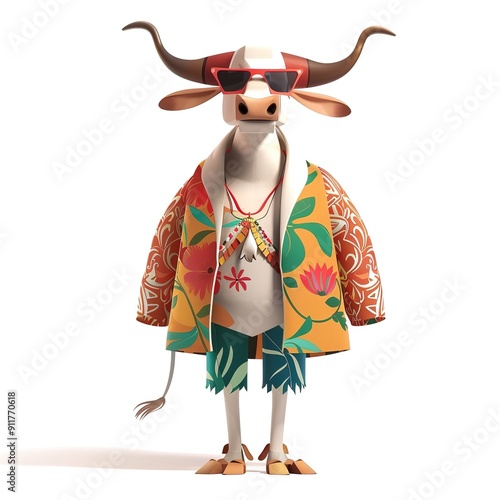 Locu Sustainable animal fashion cartoon isolated whitebackground 16:9 photo